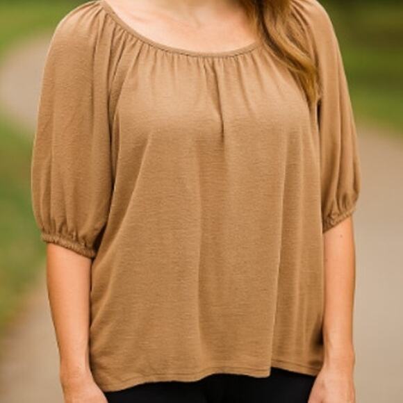 Max Studio London Cork Bubble Sleeve Textured Knit Top Size S - Picture 1 of 9